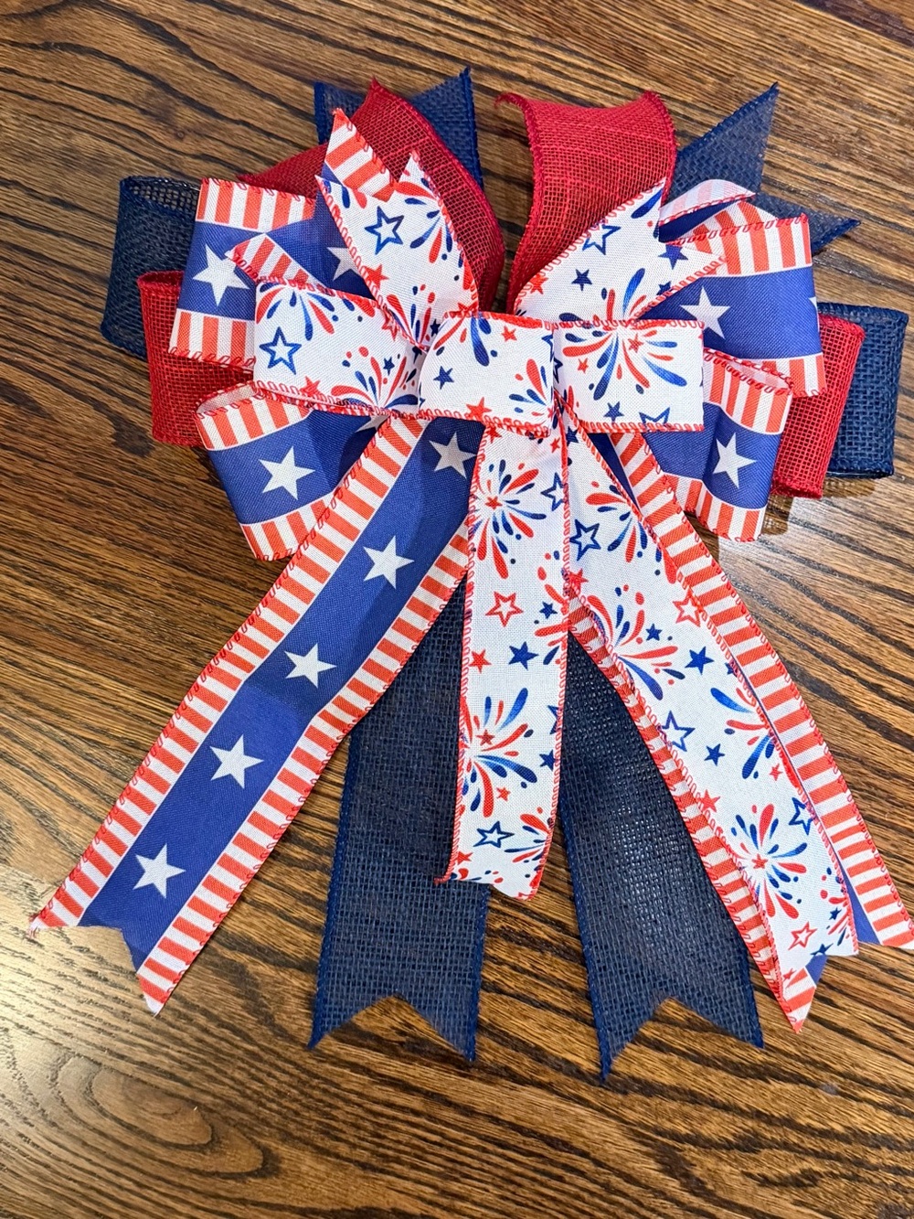 Patriotic Red, White & Blue Holiday Wreath Bow